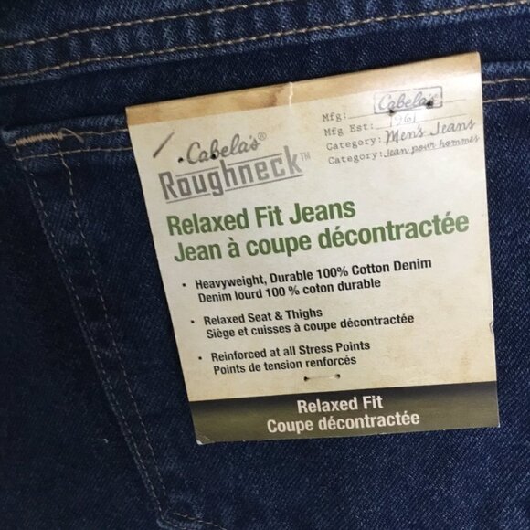 NWT Cabela's Men's Rough Neck Jeans Relaxed Fit Size 50-30 in Dark Wash Workwear - Picture 4 of 11